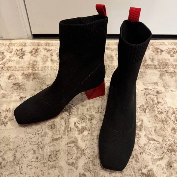 Vivaia | Shoes | Vivaia Black And Red Squaretoe Boots Regina Pro